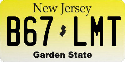 NJ license plate B67LMT