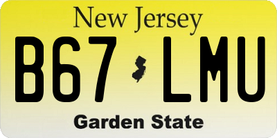 NJ license plate B67LMU
