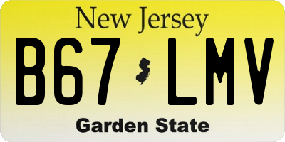 NJ license plate B67LMV