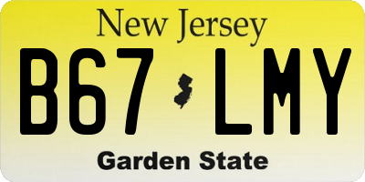 NJ license plate B67LMY