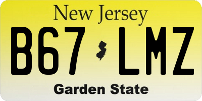 NJ license plate B67LMZ