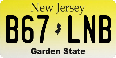 NJ license plate B67LNB