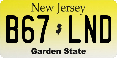 NJ license plate B67LND