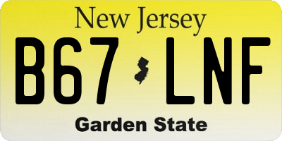 NJ license plate B67LNF