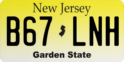 NJ license plate B67LNH