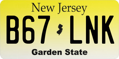 NJ license plate B67LNK