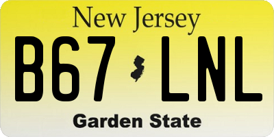 NJ license plate B67LNL