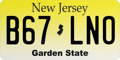 NJ license plate B67LNO