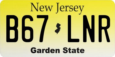 NJ license plate B67LNR