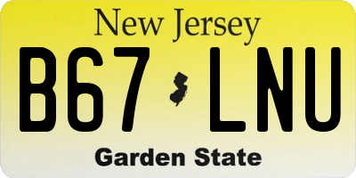 NJ license plate B67LNU