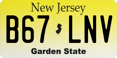 NJ license plate B67LNV