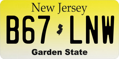 NJ license plate B67LNW