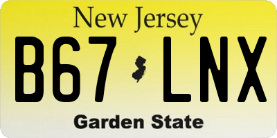 NJ license plate B67LNX