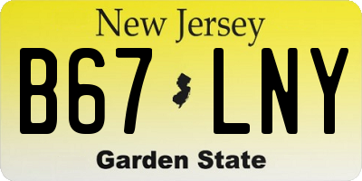 NJ license plate B67LNY
