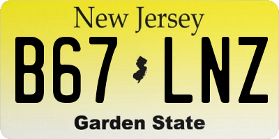 NJ license plate B67LNZ