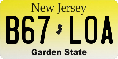 NJ license plate B67LOA