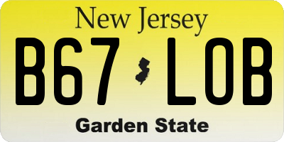 NJ license plate B67LOB