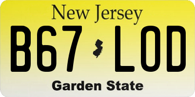 NJ license plate B67LOD