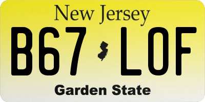 NJ license plate B67LOF