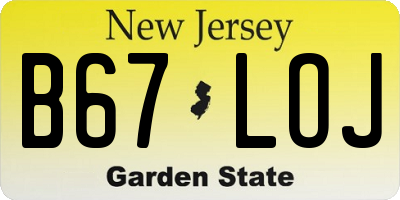 NJ license plate B67LOJ