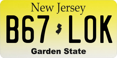 NJ license plate B67LOK