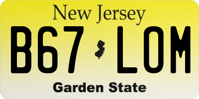 NJ license plate B67LOM