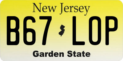 NJ license plate B67LOP