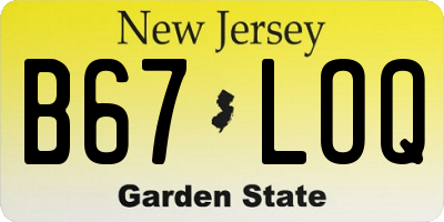 NJ license plate B67LOQ