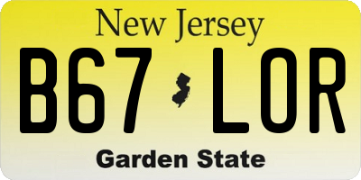 NJ license plate B67LOR