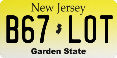 NJ license plate B67LOT