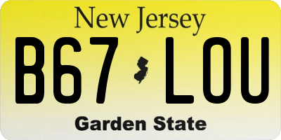 NJ license plate B67LOU