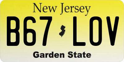 NJ license plate B67LOV