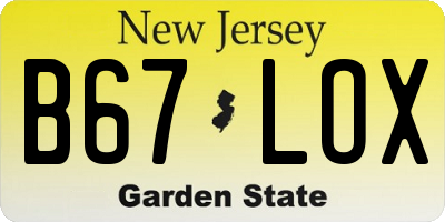 NJ license plate B67LOX