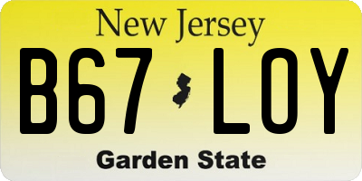 NJ license plate B67LOY