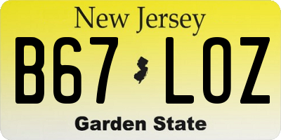 NJ license plate B67LOZ