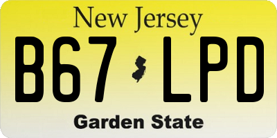 NJ license plate B67LPD