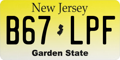 NJ license plate B67LPF