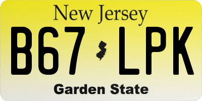 NJ license plate B67LPK
