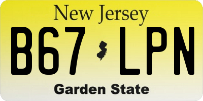 NJ license plate B67LPN