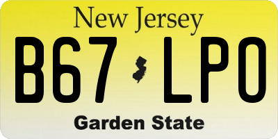 NJ license plate B67LPO