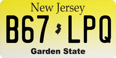 NJ license plate B67LPQ