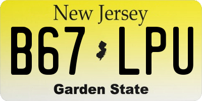 NJ license plate B67LPU