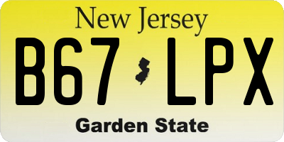 NJ license plate B67LPX