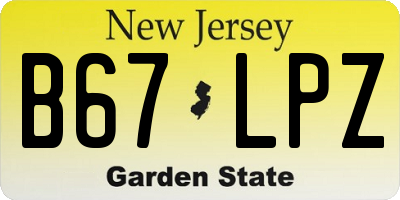 NJ license plate B67LPZ
