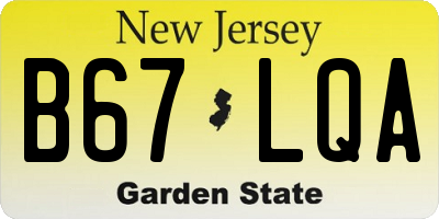 NJ license plate B67LQA