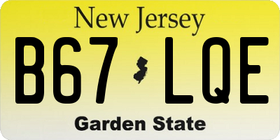 NJ license plate B67LQE