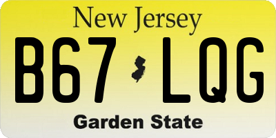 NJ license plate B67LQG