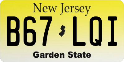NJ license plate B67LQI