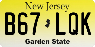 NJ license plate B67LQK