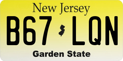 NJ license plate B67LQN